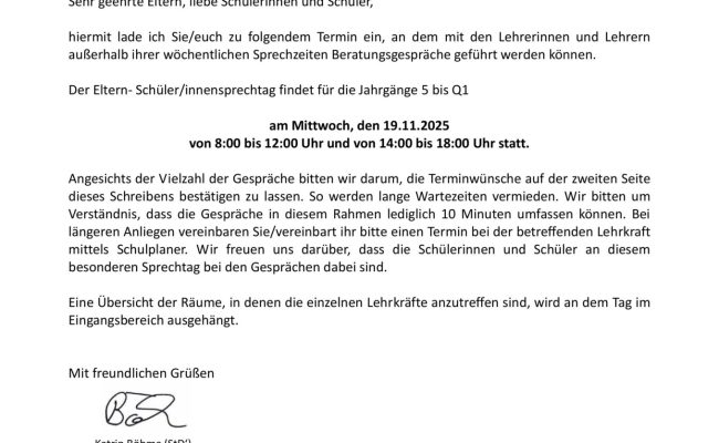 2025 Elternsprechtag Nov. 2025 Elternsprechtag Nov.